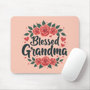 Ro Typografi av den välsignade Grandma Blommigt Vi Musmatta