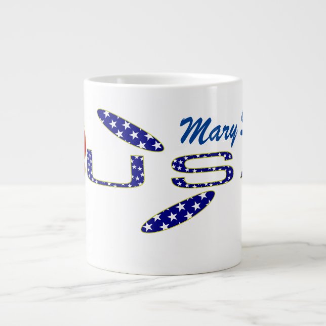 Ro USA flagga Blue Personlig Jumbo Mugg (Framsidan)