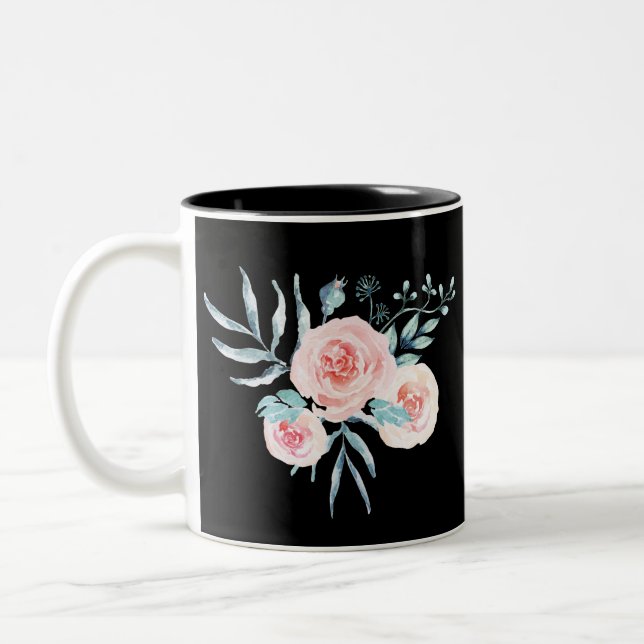 Ro vattenfärg/Blommigt Två-Tonad Mugg (Vänster)