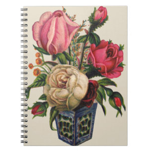 Ro Victorian blommigt bukett med rosor Anteckningsbok