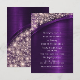 Ro Violet Glitter Möhippa Birthday Sweet Inbjudningar