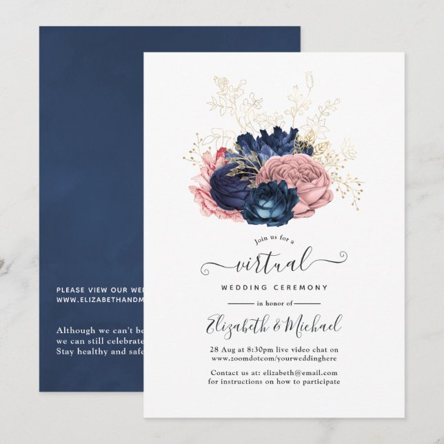 Ro Virtuella Bröllop Inbjudningar (Fram/baksida)