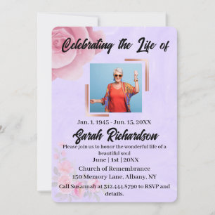 Ro Watercolor Blommigt Firande Life Service Inbjudningar