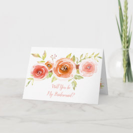 Ro Watercolor, kommer du att bli min Bridesmaid? K Kort