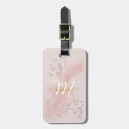 Ro Watercolor Löv Namn Monogram Bagagebricka