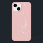 Ro White Elegant Calligraphy-skript Namn<br><div class="desc">Ro White Elegant Calligraphy Script Anpassningsbar Personlig Namn iPhone 14 Smart Phone Case har en modern och enkel design för trendig och snyggt med personligen namn i elegant i ro-handskriven calligraphy script typography on a rosa bakgrund. Designad av ©Evco Studio www.zazzle.com/store/evcostudio</div>