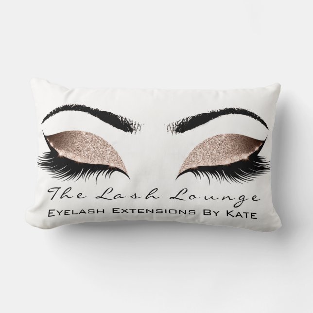 Ro White Glitter Glam Makeup Lash Beauty Lumbarkudde (Framsida)