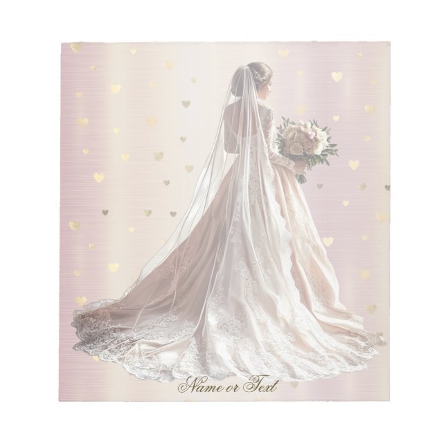 Ro Winter WedBride Golden Shiny Heart Party Anteckningsblock (Framsida)