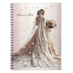 Ro Winter WedBride Golden Shiny Heart Party Anteckningsbok