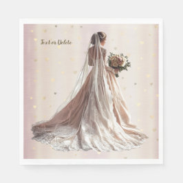 Ro Winter WedBride Golden Shiny Heart Party Pappersservett