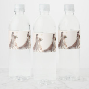 Ro Winter WedBride Golden Shiny Heart Party Vattenflaskor Etikett