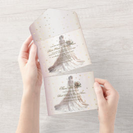 Ro Winter Wedding Bride Golden Shiny Hearts