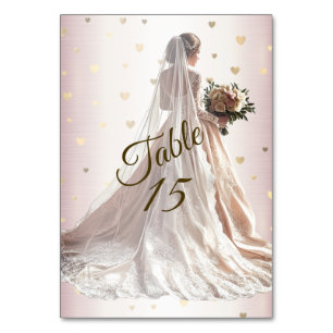 Ro Winter Wedding Bride Golden Shiny Hearts Bordsnummer