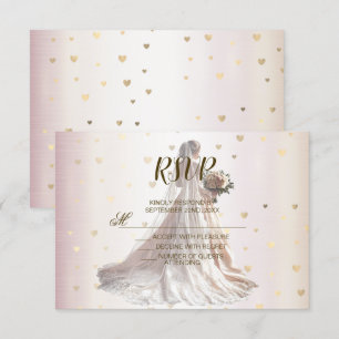 Ro Winter Wedding Bride Golden Shiny Hearts OSA Kort