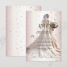 Ro Winter Wedding Bride Golden Shiny Hearts OSA Kort