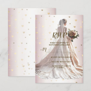 Ro Winter Wedding Bride Golden Shiny Hearts OSA Kort