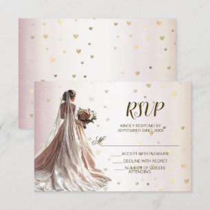 Ro Winter Wedding Bride Golden Shiny Hearts OSA Kort