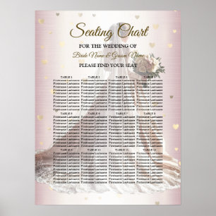 Ro Winter Wedding Bride Golden Shiny Hearts Poster