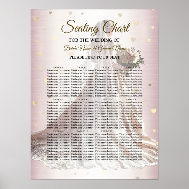 Ro Winter Wedding Bride Golden Shiny Hearts Poster (Framsidan)