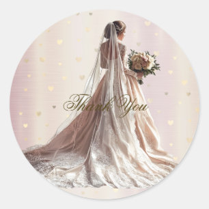 Ro Winter Wedding Bride Golden Shiny Hearts Runt Klistermärke