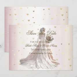 Ro Winter Wedding Bride Golden Shiny Hearts Spara Datumet