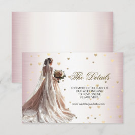 Ro Winter Wedding Bride Golden Shiny Hearts Tilläggskort