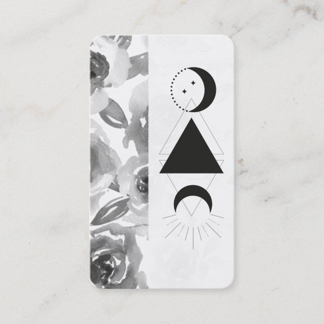 *~* Ro Wisteria Alchemy Måne Triangle Blommigt Visitkort (Framsida)