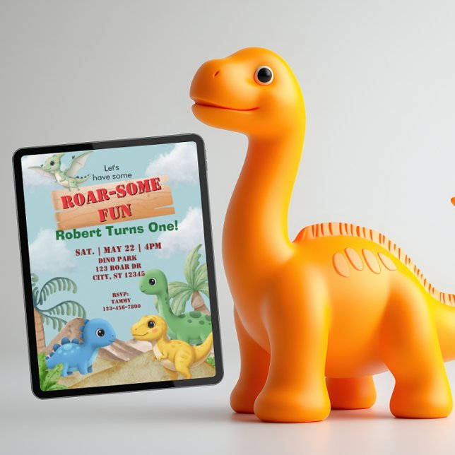Roa-som Kul, Dino 1-årsfest Inbjudningar (Skapare uppladdad)