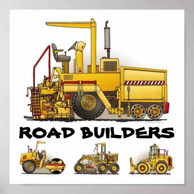 Road Builders Construction Poster Skriv ut (Framsidan)