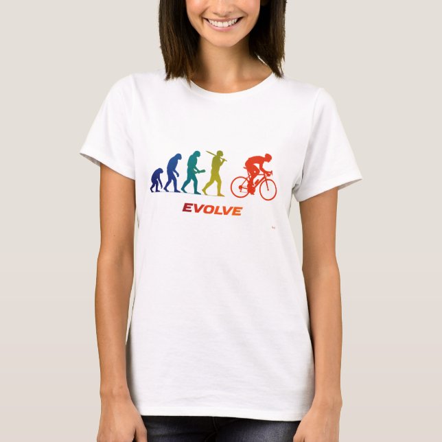 Road Cycling Evolution Silhouette Rider Design T Shirt (Framsida)