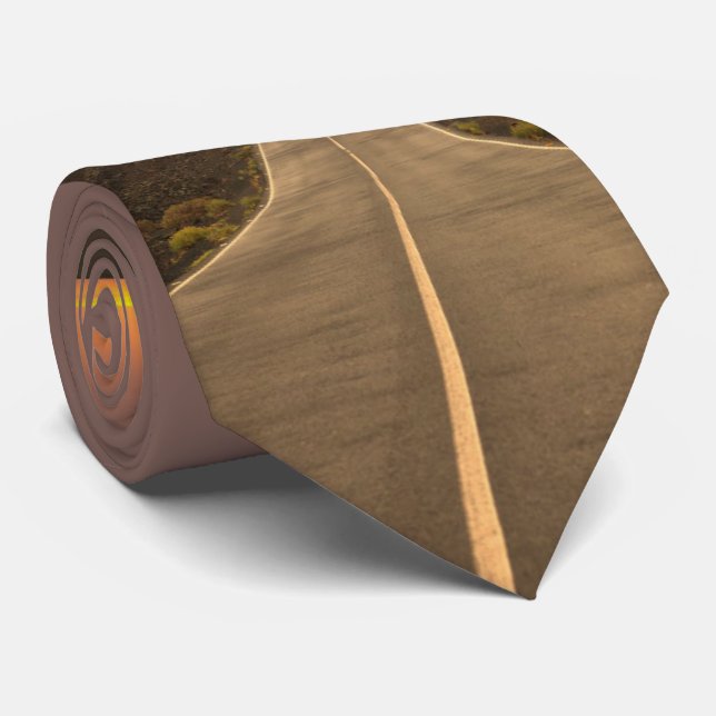 Road Highway Travel Sunset Mountain Print Necktie Slips (Rullad)