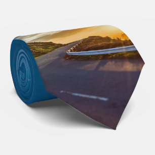 Road Highway Travel Sunset Mountain Print Necktie Slips