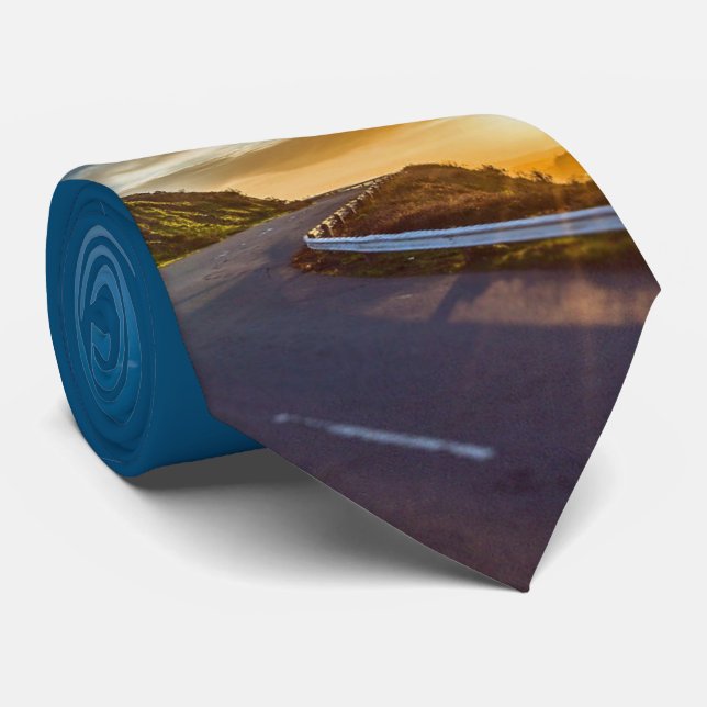 Road Highway Travel Sunset Mountain Print Necktie Slips (Rullad)