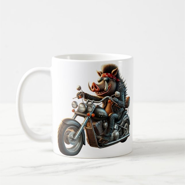 Road Hog Biker Mug | Rebel Motorcycle Hog Design Kaffemugg (Vänster)