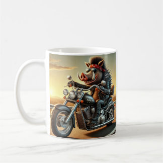 Road Hog Motorcycle Mug | Biker Pig Riding Chopper Kaffemugg