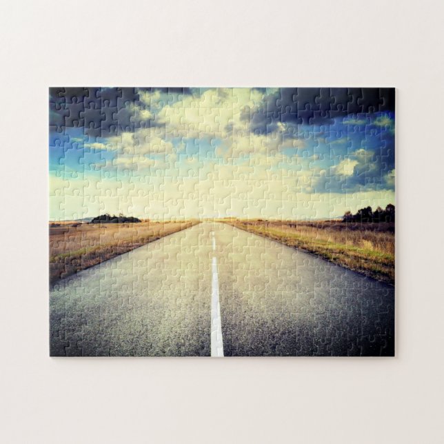 Road Jigszle Puzzle God morgon Pussel (Horisontell)