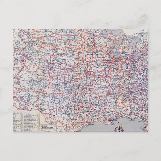 Road karta United Stater Vykort (Framsida)