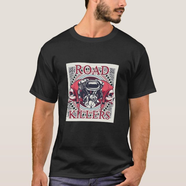 Road Killers Red Engine Skull Tee (Framsida)