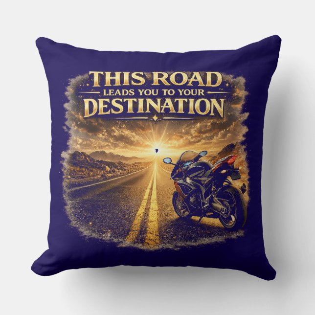 Road Leads to Your Destination Throw Pillow Kudde (Framsida)