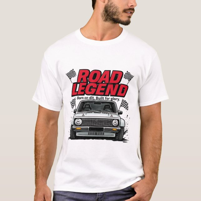 Road Legend Vintage Car Racing blir T Shirt (Framsida)