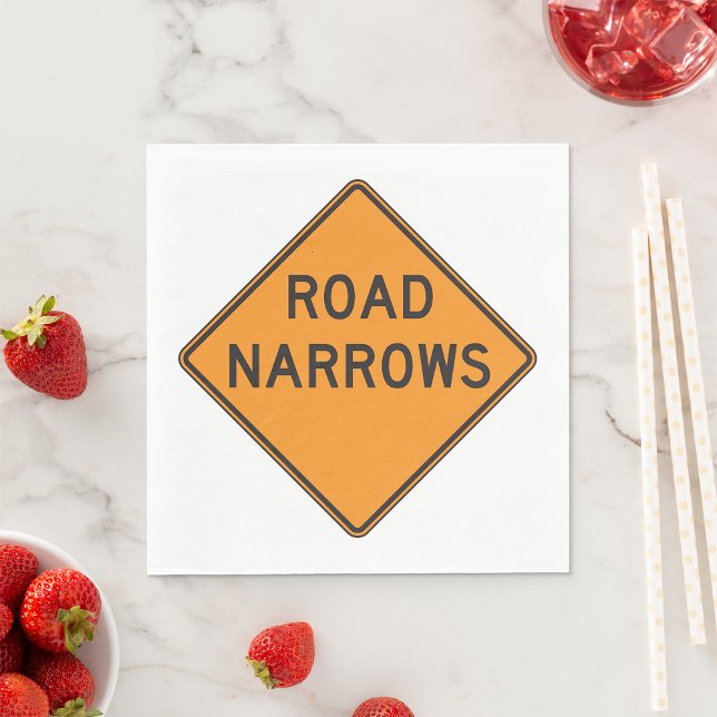 Road Narrows Road Sign Papper Napkins Pappersservett (Skapare uppladdad)