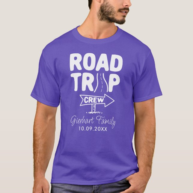 Road Resa Crew Typography Family Break Anpassnings T Shirt (Framsida)