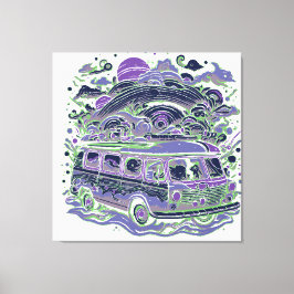 Road Resa med Colorful Van Canvastryck