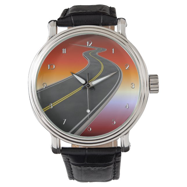 Road Resa Sunset Highway Wrist Watch Armbandsur (Framsida)