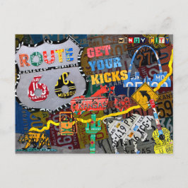 Road Resa USA Route 66 Travel License Plate Art. Vykort