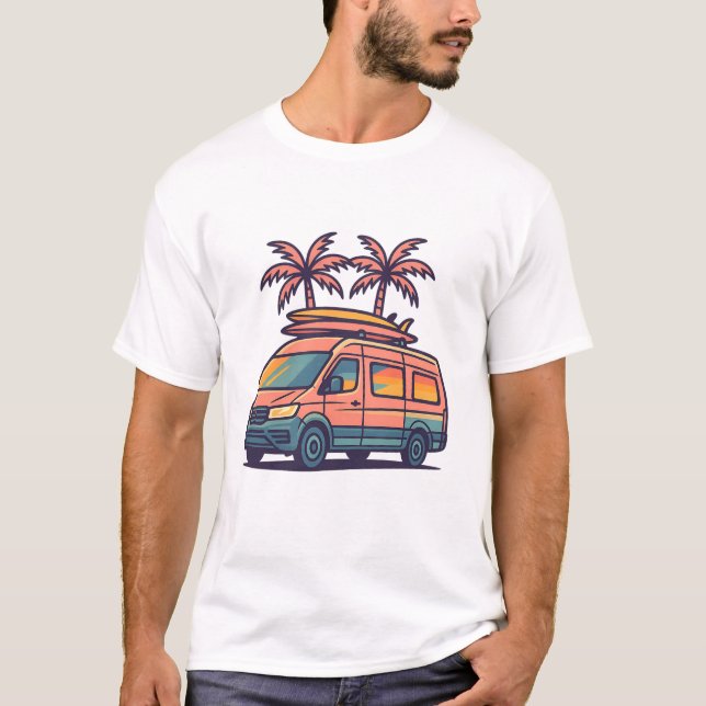 Road Resa Vibes Camper Van Vacation T-Shirt (Framsida)