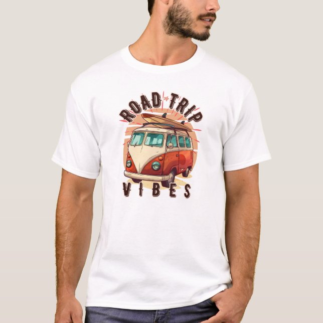 Road Resa Vibes Vintage Van  T Shirt (Framsida)