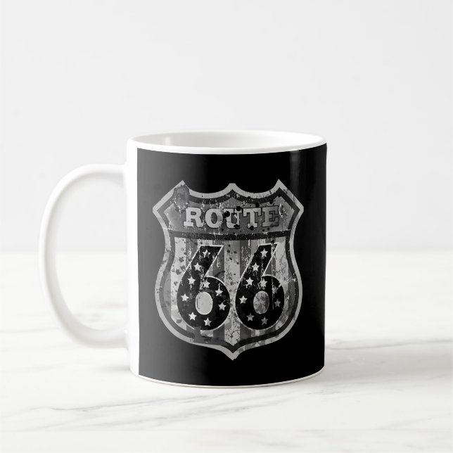 Road Rout 66 Sign Lastbil Biker USA Kaffemugg (Vänster)