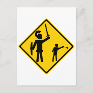 Road Sign David och Goliath Vykort