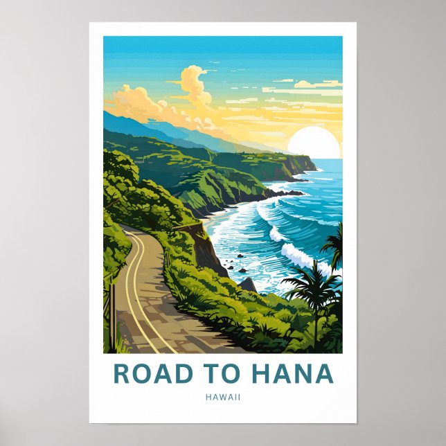 Road to Hana Hawaii Travel Print Poster (Framsidan)